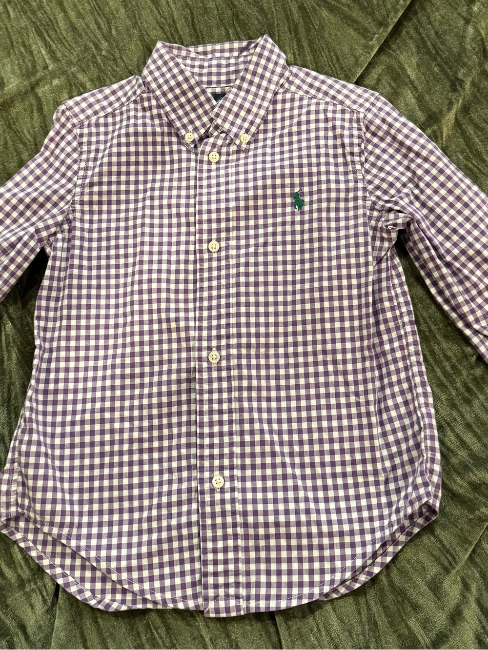 Ralph Lauren Boys' Purple and White Gingham Button-Down Shirt